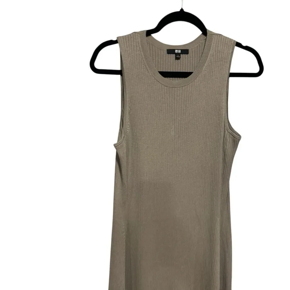 Uniqlo Sheath Cotton Blend Knit Sleeveless Midi Dress